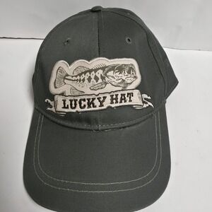 Lucky Bass Fish Baseball Trucker Cap Hat Infinity Gray OSFM with Snap Adjustment